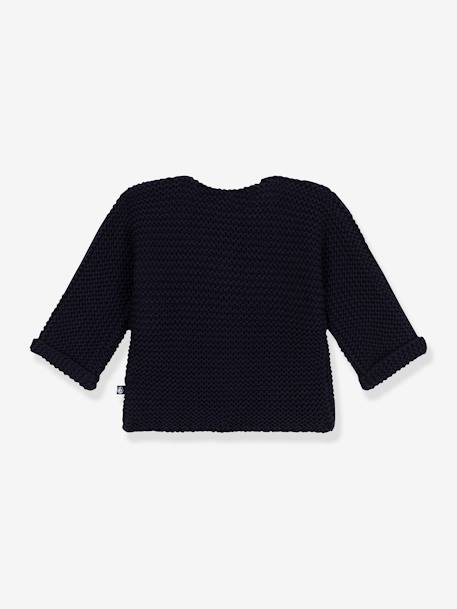 Cardigan bébé tricot point mousse en coton bio PETIT BATEAU bleu 2 - vertbaudet enfant 