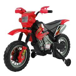 Jouet-Moto cross électrique enfant HOMCOM - 3 à 6 ans - 6V - Effets lumineux et sonores - Rouge et noir