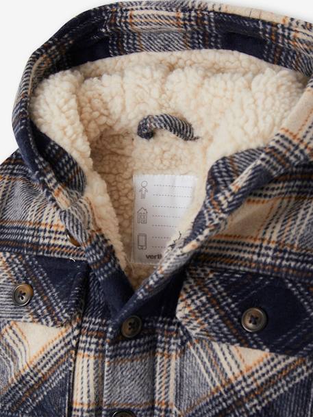 Manteau à capuche en drap de laine à carreaux bébé doublé sherpa marine 3 - vertbaudet enfant 