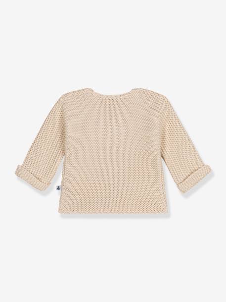 Cardigan bébé tricot point mousse en coton bio PETIT BATEAU beige 3 - vertbaudet enfant 