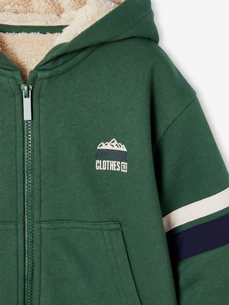 Sweat à capuche zippé garçon doublé sherpa anthracite+marine+vert 9 - vertbaudet enfant 