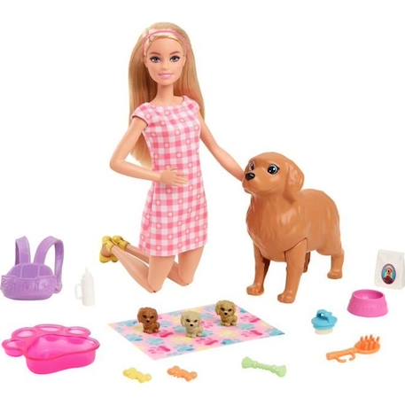 Barbie - Coffret naissance des chiots - Poupée mannequin - Dès 3 ans HCK75 ROSE 1 - vertbaudet enfant 