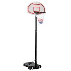 Jouet-HOMCOM Panier de Basket-Ball sur pied avec poteau panneau, base de lestage sur roulettes hauteur réglable 1,9 - 2,5 m noir blanc