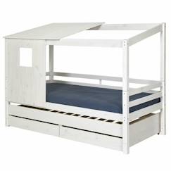 Pack lit cabane gigogne avec 2 matelas 90x200 cm Alma blanc  - vertbaudet enfant