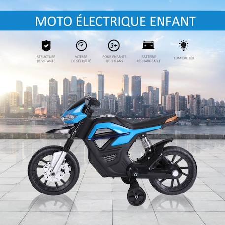 Moto électrique pour enfants - HOMCOM - 4 roues - Effets lumineux et sonores - Bleu BLEU 4 - vertbaudet enfant 