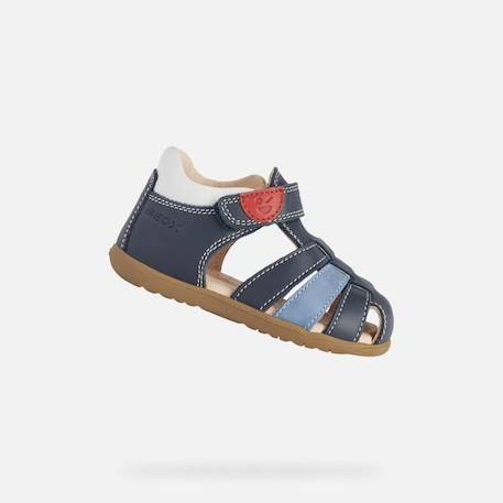 Sandales premiers pas pour garçon GEOX B SANDAL MACCHIA - Bleu marine/blanc - Scratch BLEU 1 - vertbaudet enfant 