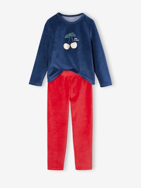 Lot de 2 pyjamas en velours 'cerise' fille marine 3 - vertbaudet enfant 