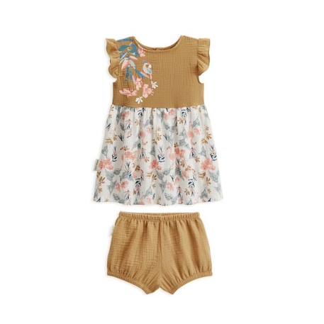 Robe bébé + bloomer en gaze de coton Flamingo ORANGE 1 - vertbaudet enfant 