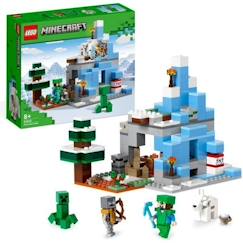 Jouet-LEGO Minecraft 21243 Les Pics Gelés, Jouet Enfants 8 Ans, avec Figurines Steve et Creeper