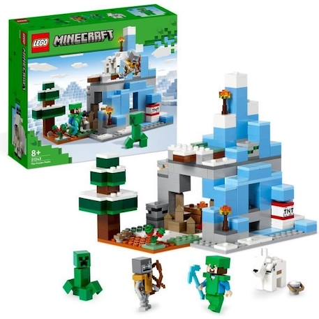 LEGO Minecraft 21243 Les Pics Gelés, Jouet Enfants 8 Ans, avec Figurines Steve et Creeper BLEU 1 - vertbaudet enfant 