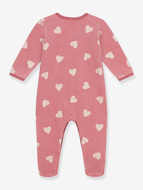 Pyjama bébé en velours imprimé coeur PETIT BATEAU rose imprimé 2 - vertbaudet enfant 