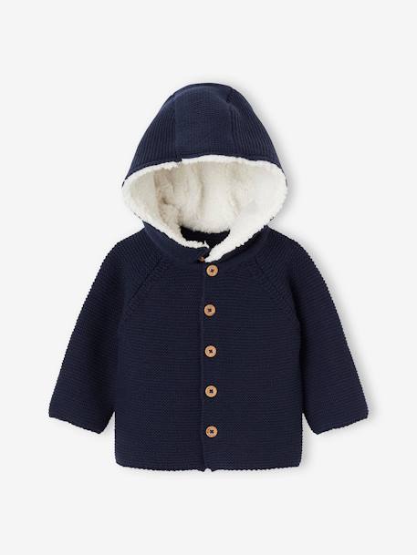 Cardigan bébé + capuche amovible doublée sherpa marine 1 - vertbaudet enfant 