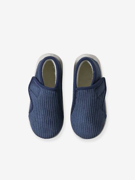 Chaussons en velours côtelé bébé marine 2 - vertbaudet enfant 