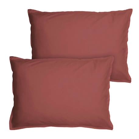 Set de 2 taies d’oreiller unies à volant COTON LAVÉ Lie de vin 50x70 cm VIOLET 1 - vertbaudet enfant 