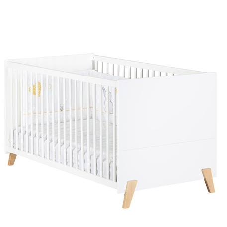 Lit évolutif - 140x70cm - Babyprice Joy Naturel - Blanc sur pieds en bois naturel BLANC 1 - vertbaudet enfant 