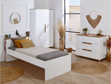 Lit enfant avec rangement 90x200 Milor - Blanc & Bois BLANC 5 - vertbaudet enfant 