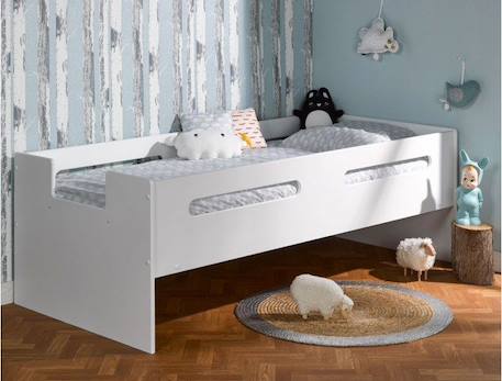 Lit mi-hauteur Plume 90x190 - Blanc BLANC 3 - vertbaudet enfant 