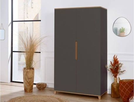 Armoire MILOR -Anthracite & bois GRIS 1 - vertbaudet enfant 