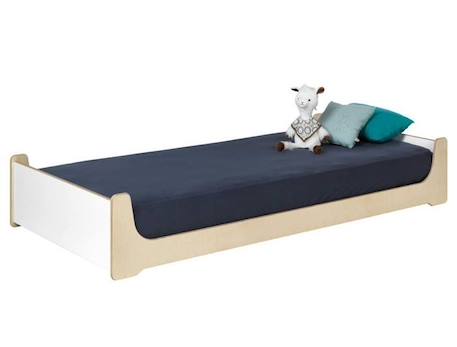 Lit enfant 90x190 cm Essentiel- Blanc & bois BLANC 3 - vertbaudet enfant 