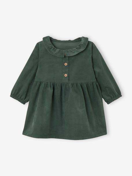 Robe à collerette en velours milleraies bébé beige+vert sapin 4 - vertbaudet enfant 