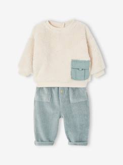 Ensemble bébé sweat peluche  + pantalon velours  - vertbaudet enfant