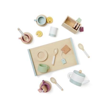 Service à thé en bois - Kids Concept - Accessoire pour jouer et apprendre à verser le thé - 21 pièces BEIGE 1 - vertbaudet enfant 