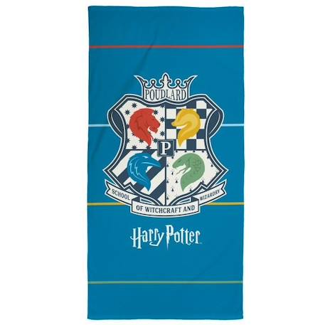 Drap de plage imprimé 100% coton, HARRY POTTER ARMOIRIES BLEU 1 - vertbaudet enfant 