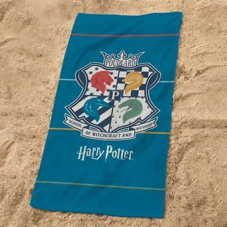 Drap de plage imprimé 100% coton, HARRY POTTER ARMOIRIES BLEU 2 - vertbaudet enfant 