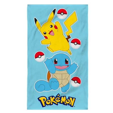 Drap de plage - OMYDREAM - POKEMON PORT - 100% coton - 70x120 cm - Bleu ciel BLEU 1 - vertbaudet enfant 