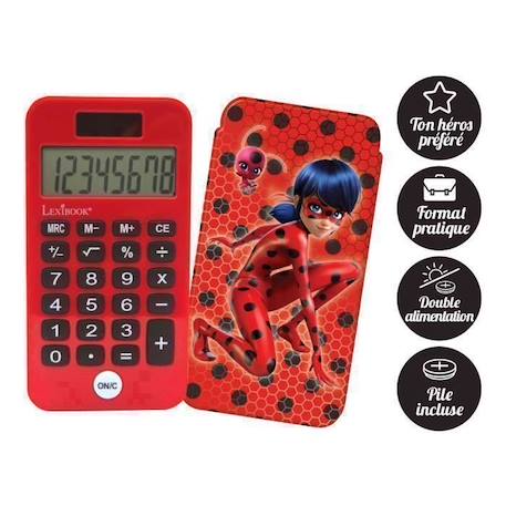 Calculatrice de poche 8 chiffres avec couvercle de protection Miraculous ROUGE 2 - vertbaudet enfant 