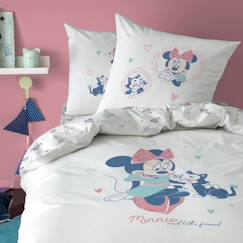 Linge de maison et décoration-Linge de lit enfant-Parure de lit imprimée 100% coton - Disney Home Minnie Little Friend - Blanc - Personnage de fiction - Minnie