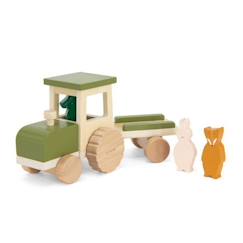 Jouet-Tracteur en bois avec remorque - Bois FSC - Jouet enfant 18 mois - Trixie