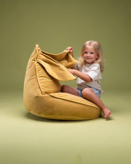 Pouf enfant lapin velours BUNNY SALTED CARAMEL JAUNE 2 - vertbaudet enfant 