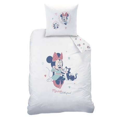 Parure de lit imprimée 100% coton - Disney Home Minnie Little Friend - Blanc - Personnage de fiction - Minnie BLANC 3 - vertbaudet enfant 