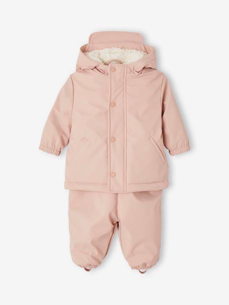 Ensemble manteau + salopette de pluie bébé rose poudré 1 - vertbaudet enfant 