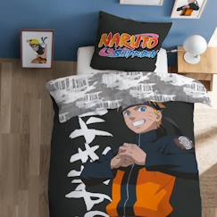 Linge de maison et décoration-Linge de lit enfant-Parure de lit imprimée 100% coton - Naruto Uzumaki - 140x200+63x63cm