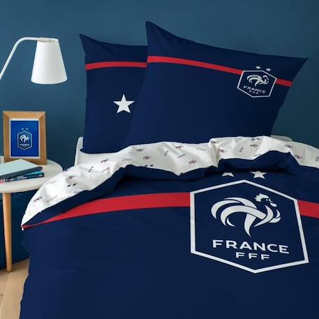 Housse de couette FFF CHALLENGE - Equipe de France - 140x200 cm - 100% Coton - Réversible BLEU 1 - vertbaudet enfant 