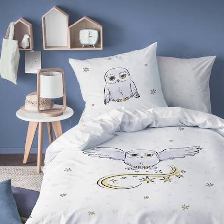 Parure de lit Harry Potter Owl - 100% coton - Housse de couette 140x200cm - Taie d'oreiller 63x63cm BLANC 1 - vertbaudet enfant 