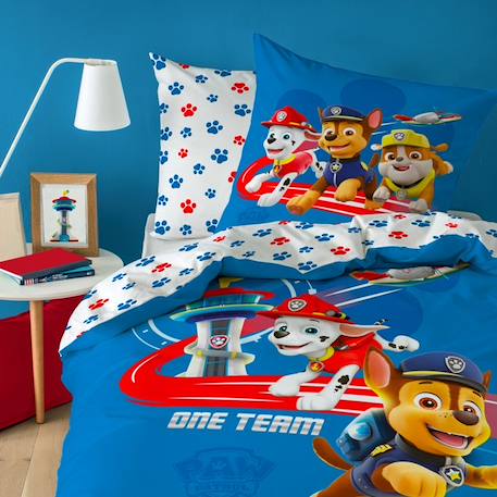 Parure de lit Pat'Patrouille READY FOR ACTION - 100% coton - Housse de couette + taie d'oreiller - Bleu - Enfant BLEU 1 - vertbaudet enfant 