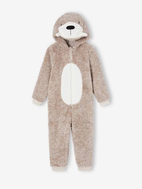 Combi- pyjama à capuche morse garçon beige chiné 1 - vertbaudet enfant 