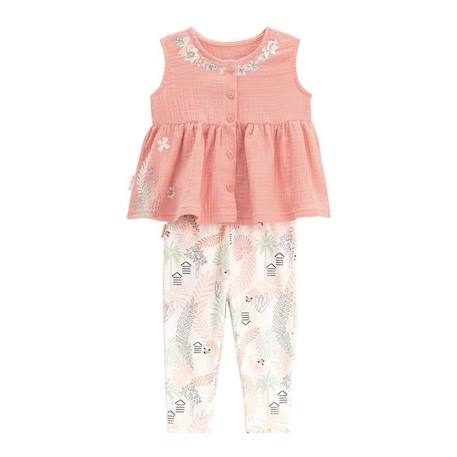 Ensemble blouse et legging en gaze de coton bébé fille Cilaos ORANGE 1 - vertbaudet enfant 