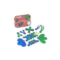 Jouet-crew pack (bleu/vert) clixo - jeu de construction magnetique, flexible, durable et imaginatif – 30 pieces – des 4 ans