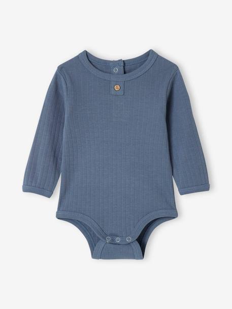 Lot 2 bodies bébé manches longues en coton bio bleu 3 - vertbaudet enfant 