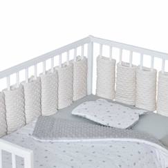Linge de maison et décoration-Linge de lit bébé-Tour de lit modulable 10 pièces en minky extra doux, MINKY Écru Pour lit bébé de 60x120 ou 70x140 cm