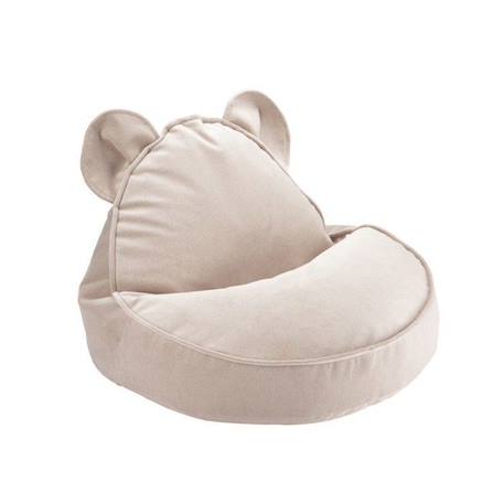 Pouf enfant ourson velours BEAR DUSTY BEIGE BEIGE 1 - vertbaudet enfant 