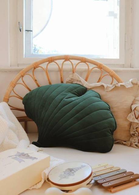 Coussin feuille de Ginkgo en velours Moi Mili 'Vert' - vert - 66 x 54 cm VERT 4 - vertbaudet enfant 