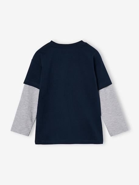 Tee-shirt effet doubles manches garçon blanc chiné+bleu glacier+bleu nuit+marine+noir+olive 13 - vertbaudet enfant 