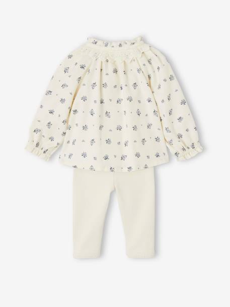 Ensemble blouse à fleurs et legging bébé écru 4 - vertbaudet enfant 