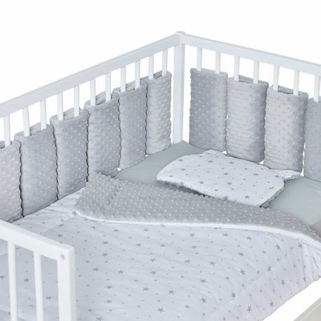 Tour de lit modulable 10 pièces en minky extra doux, MINKY Gris Pour lit bébé de 60x120 ou 70x140 cm GRIS 1 - vertbaudet enfant 