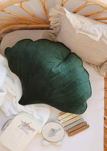 Coussin feuille de Ginkgo en velours Moi Mili 'Vert' - vert - 66 x 54 cm VERT 3 - vertbaudet enfant 